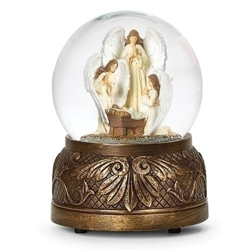 Musical Snow Globe Adoring Angels 5.7"