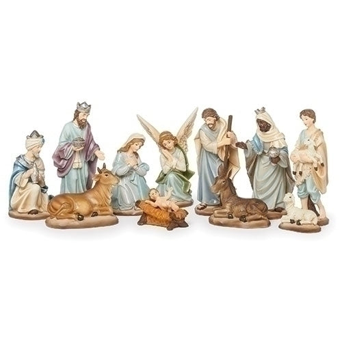 Nativity 11 Piece Set 6" High with Blue Robes