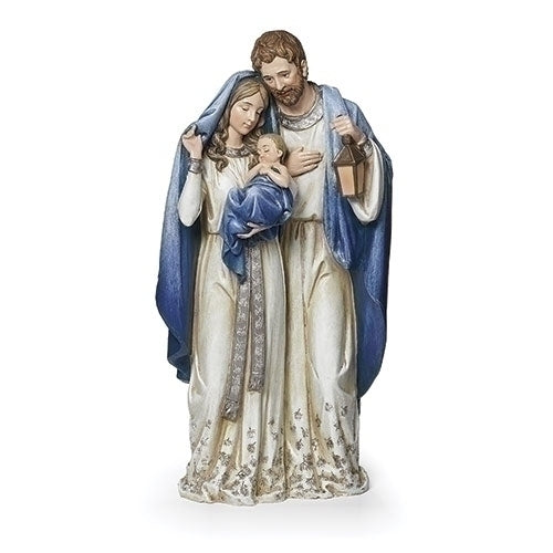 Christmas Holy Family Figure 12.7" Blue, Silver and Sparkle Gems