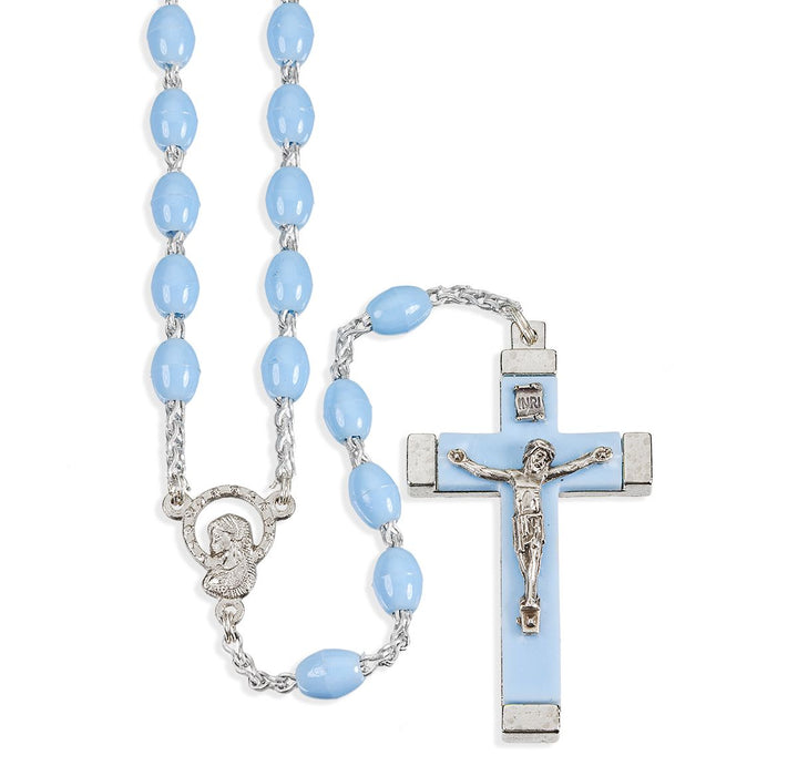 Rosary Blue Acrylic Bead with Metal Bound Crucifix