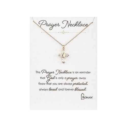 Prayer Necklace Gold Tone Cross Pendant on 16-18" Chain