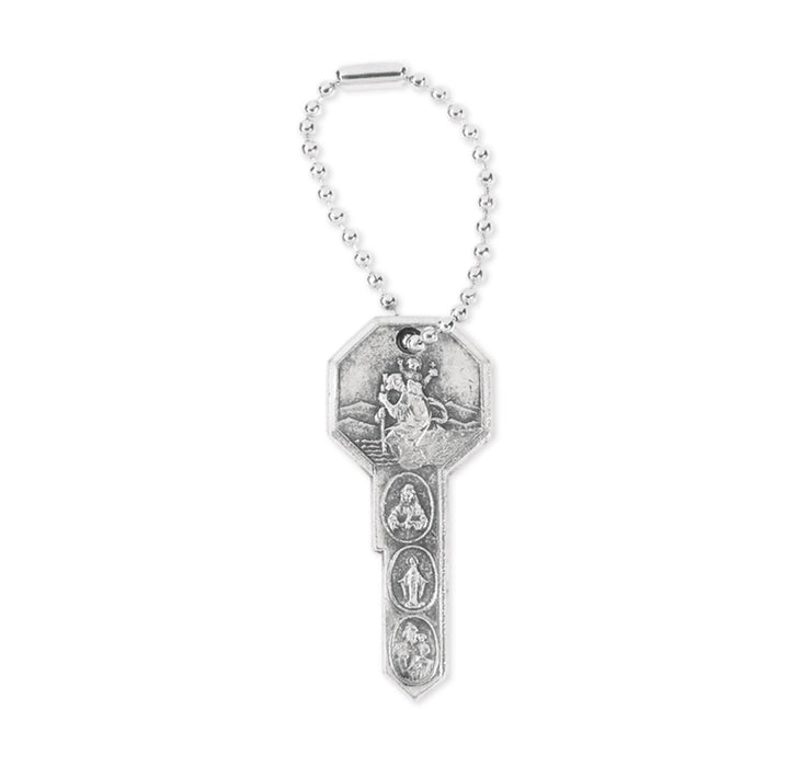 Keychain Key of Saints in Silvertone