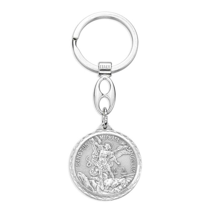 St Michael Medal Keychain with St Christopher on Reverse Side