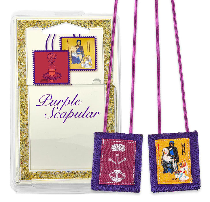 Purple Scapular Benediction and Protection Wool in Deluxe Packaging