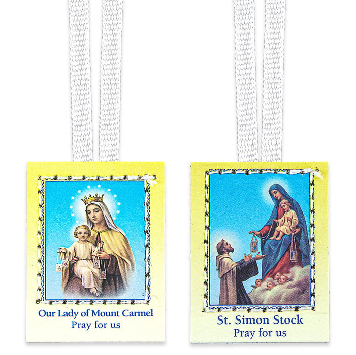 Scapular 1" x 1.5" with White Cords