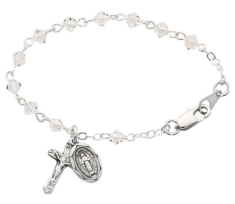 CHILD BRACELET - 5.5" STERLING SILVER - 4MM TINCUT CRYSTAL