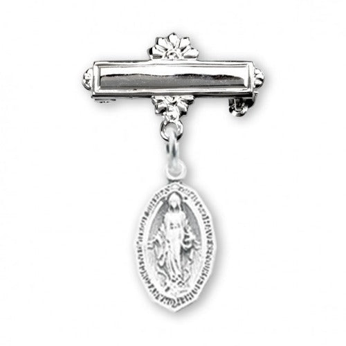 Baby Bar Pin Tiny Sterling Silver Miraculous Medal