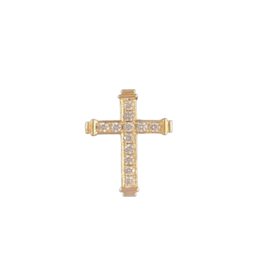 CROSS - 14K YELLOW WITH NATURAL DIAMOND SET - NO CHAIN