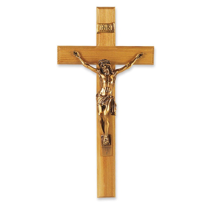 13" Oak Cross with Museum Gold Finish Corpus