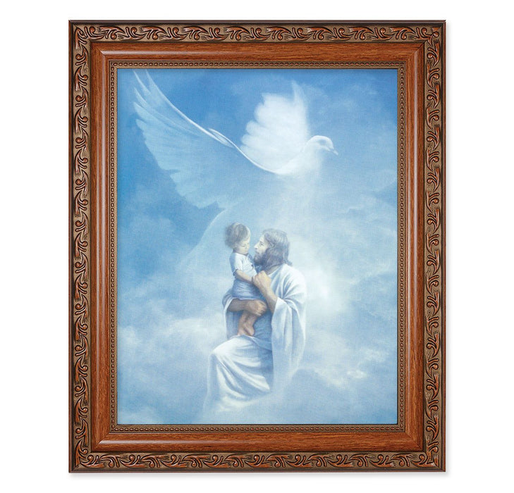 CHRIST WELCOMING CHILD IN 10" X 12" ORNATE WOOD FRAME