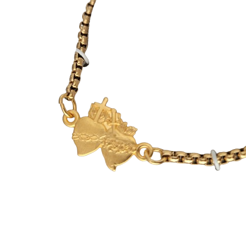 Bracelet Gold Over Sterling Sacred Hearts Adjustable