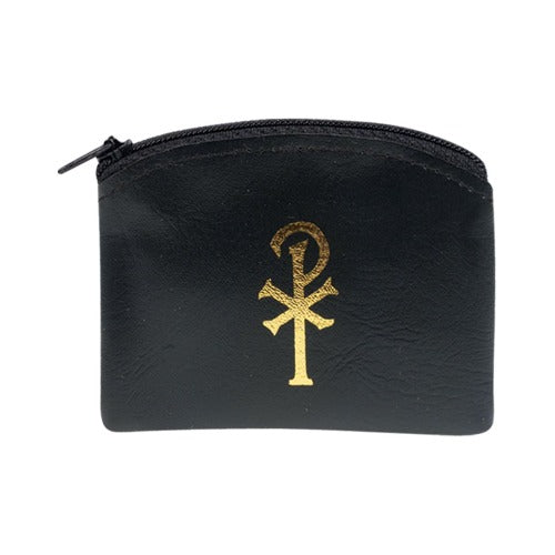 ROSARY CASE - BLACK WITH ZIPPER - 2.5" X 3"