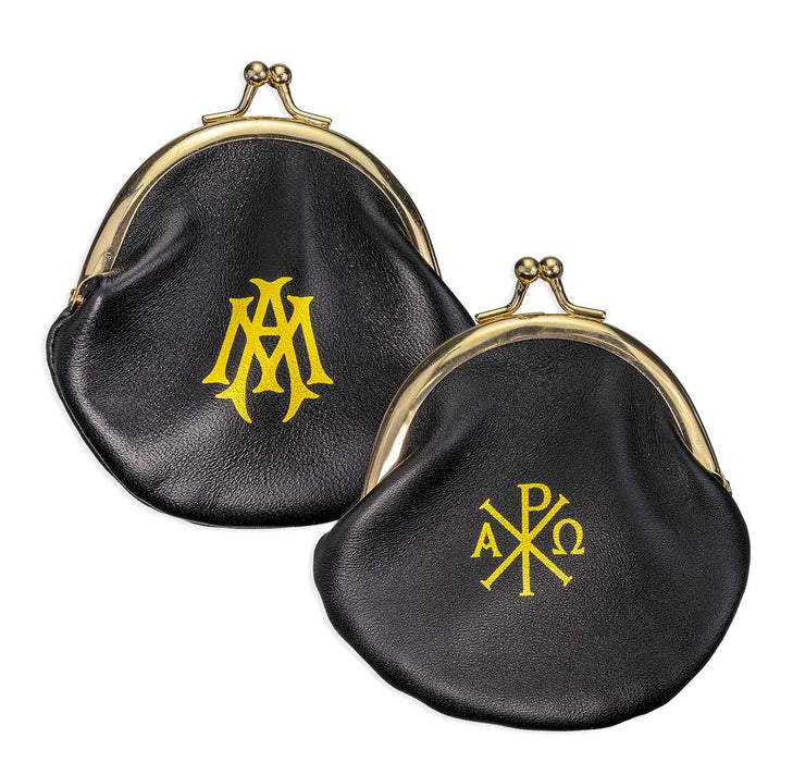 Rosary Case Black Sheepskin Leather with Snap Closure