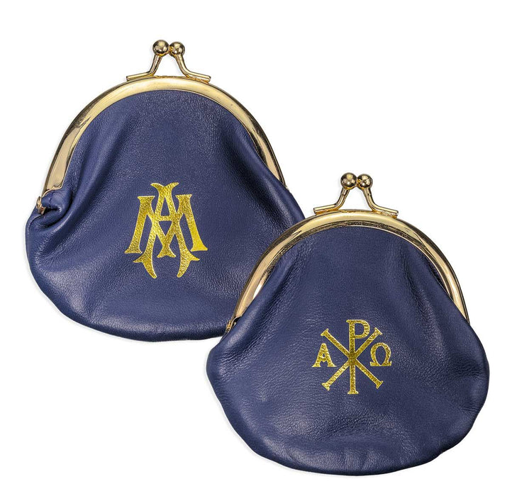 Rosary Case Blue Sheepskin Leather with Snap Closure