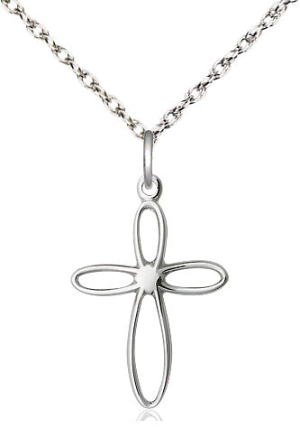 LOOPED CROSS STERLING SILVER  ON 18" FIGARO CHAIN