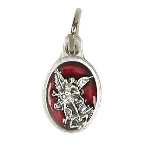 St Michael Oval Red Enameled 0.5" Medal