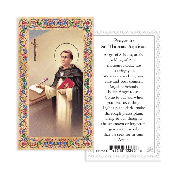 St Thomas Aquinas 4" Hand Painted Patron & Protector
