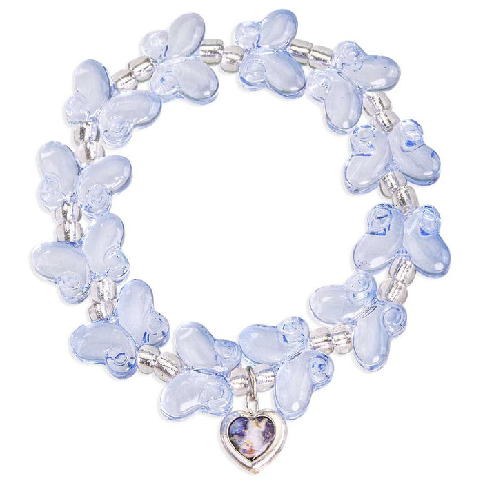Bracelet Blue Glass Butterfly Beads and Guardian Angel