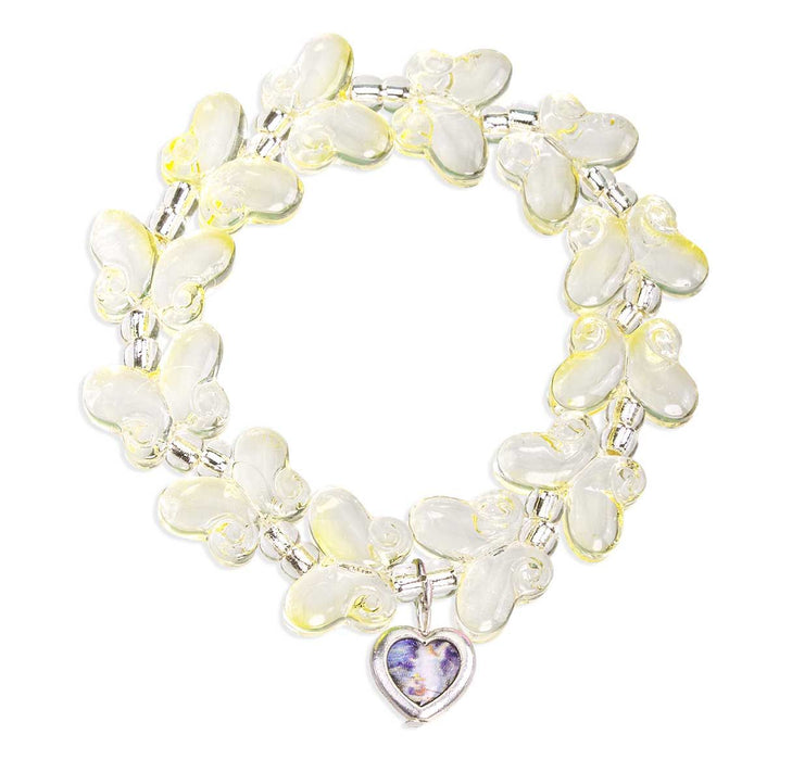 Bracelet Yellow Glass Butterfly Beads and Guardian Angel