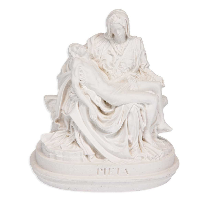 Pieta Statue 3.5" in White Alabaster Hand Finished