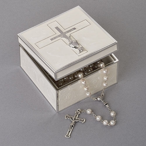 FIRST COMMUNION BOX WITH CROSS AND CHALICE 2.25" H