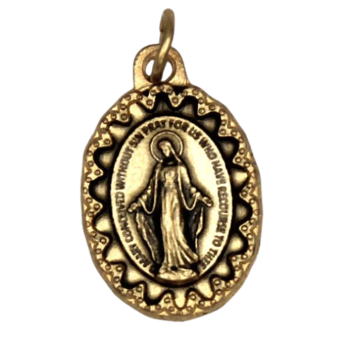 MIRACULOUS MEDAL - 1" DELUXE ANTIQUE STYLE - GOLD TONE