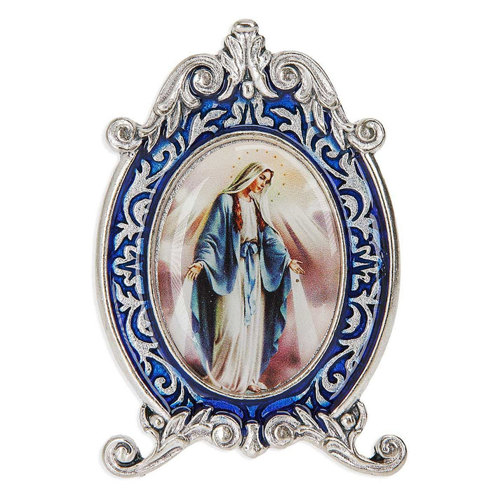 Icon Our Lady of Grace Metal with Blue Epoxy 2.5"