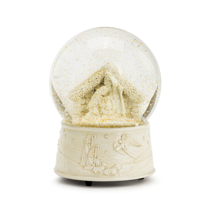 Musical Snow Globe Ivory Nativity Scene