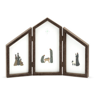 Nativity Triptych Sea Glass Art Shadow Box