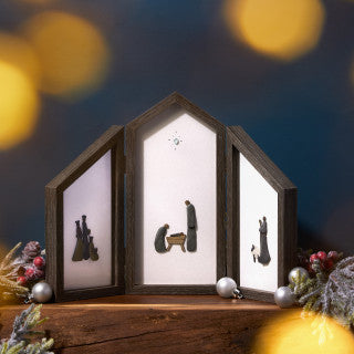 Nativity Triptych Sea Glass Art Shadow Box