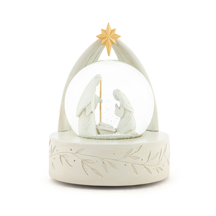 Snow Globe Ivory Nativity with Gold Star