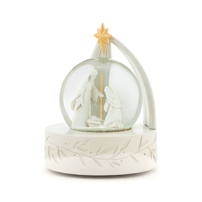 Snow Globe Ivory Nativity with Gold Star