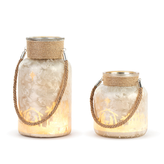 Christmas Décor Nativity Scene Glass Light Up Jars