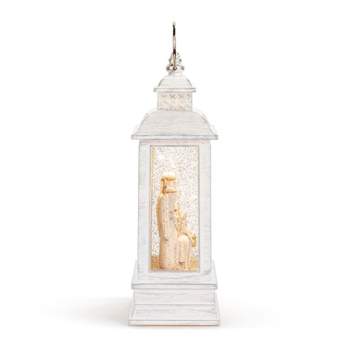 Nativity Figures Lit Musical Silver Snow Globe