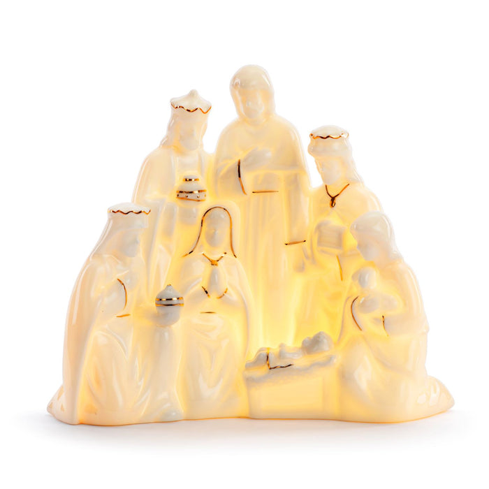 Ceramic LED Holy Nativity Figure 7x7in