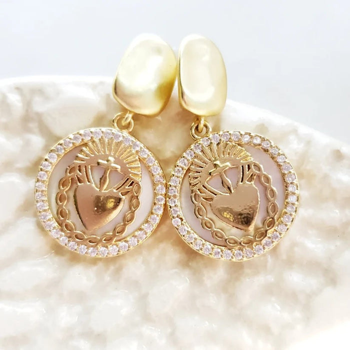 Sacred Heart Earrings Gold