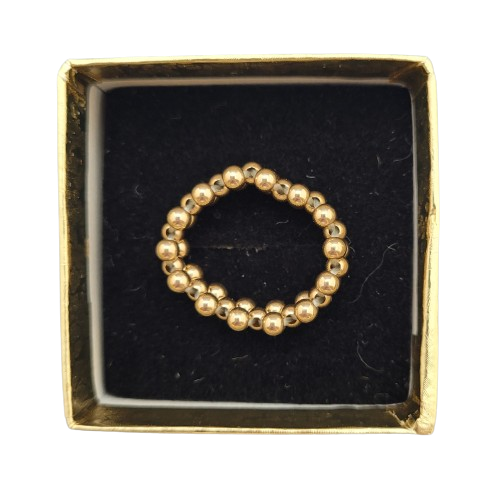 Vintage Gold Tone Beads Stretch Ring