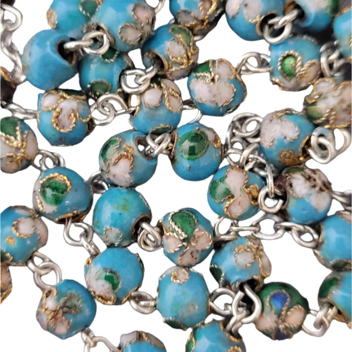 ROSARY 6MM AQUA CLOISONNE