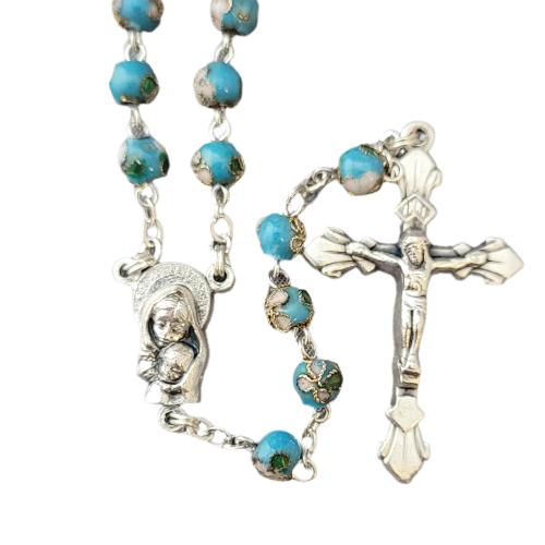 ROSARY 6MM AQUA CLOISONNE