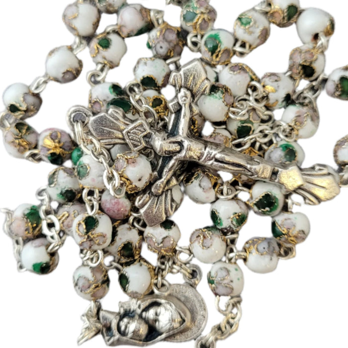 ROSARY 6MM WHITE CLOISONNE