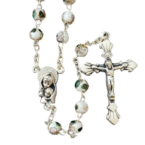 ROSARY 6MM WHITE CLOISONNE