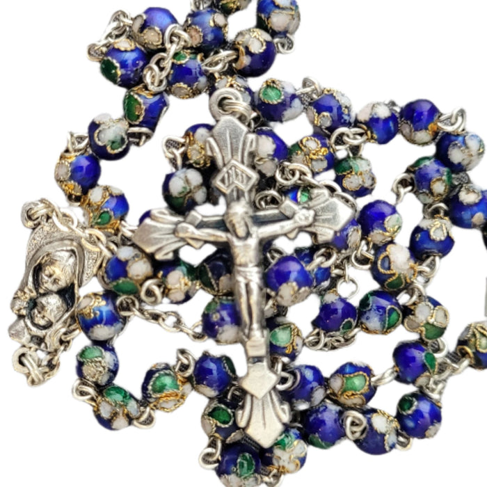 ROSARY 6MM BLUE CLOISONNE