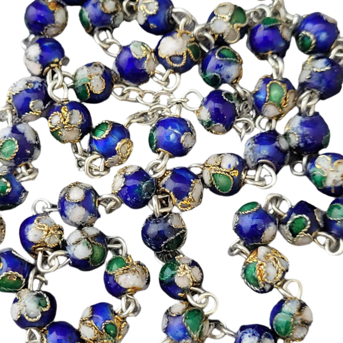 ROSARY 6MM BLUE CLOISONNE