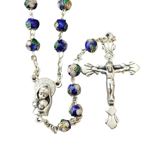 ROSARY 6MM BLUE CLOISONNE