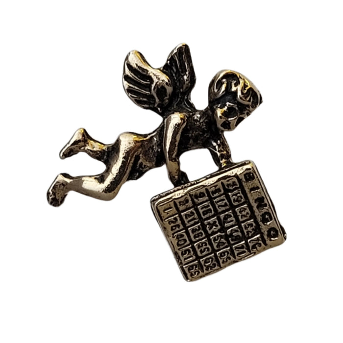 LAPEL PIN ANTIQUE GOLD BINGO ANGEL