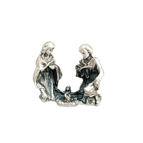 Nativity Set 1" Metal with Prayer to Obtain Favors Card