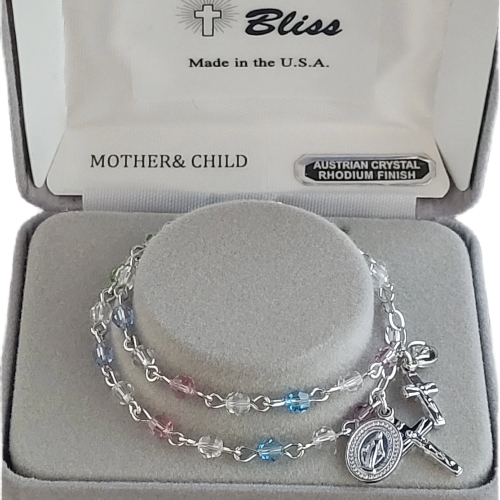 Mother and Child Rosary Bracelet in 4mm Multi-Color