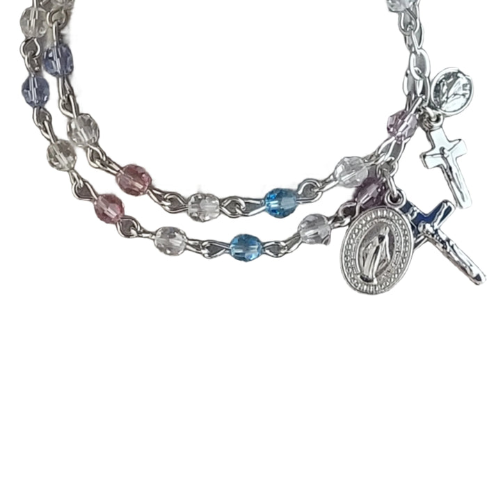 Mother and Child Rosary Bracelet in 4mm Multi-Color