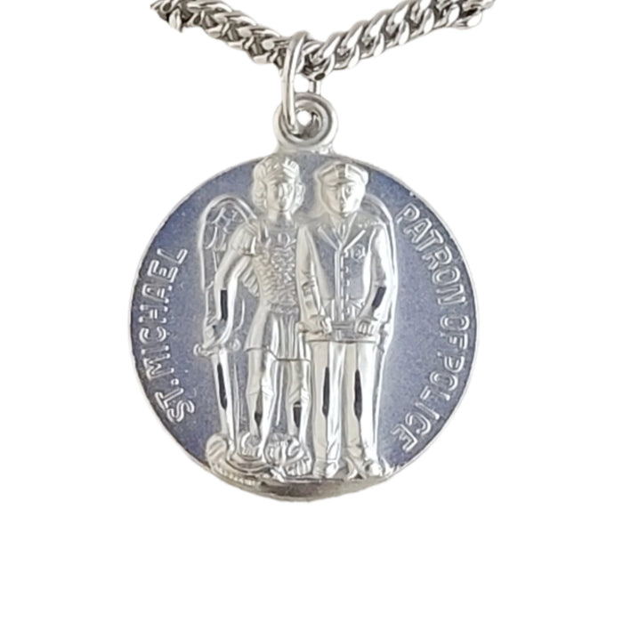 St Michael Police Officer Medal on 24" Chain