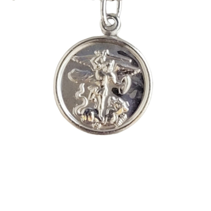 St Michael Small Round Medal on 18" Chain